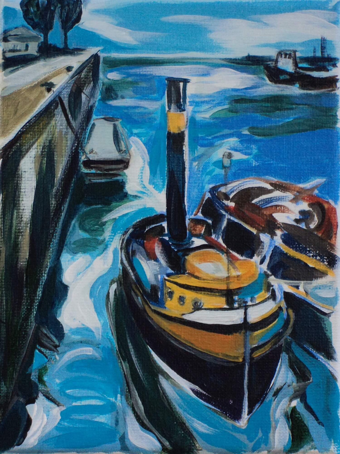 Sleepboot Rotterdam (maritiem olieverfschilderij in de haven van Rotterdam - Jayven Art)