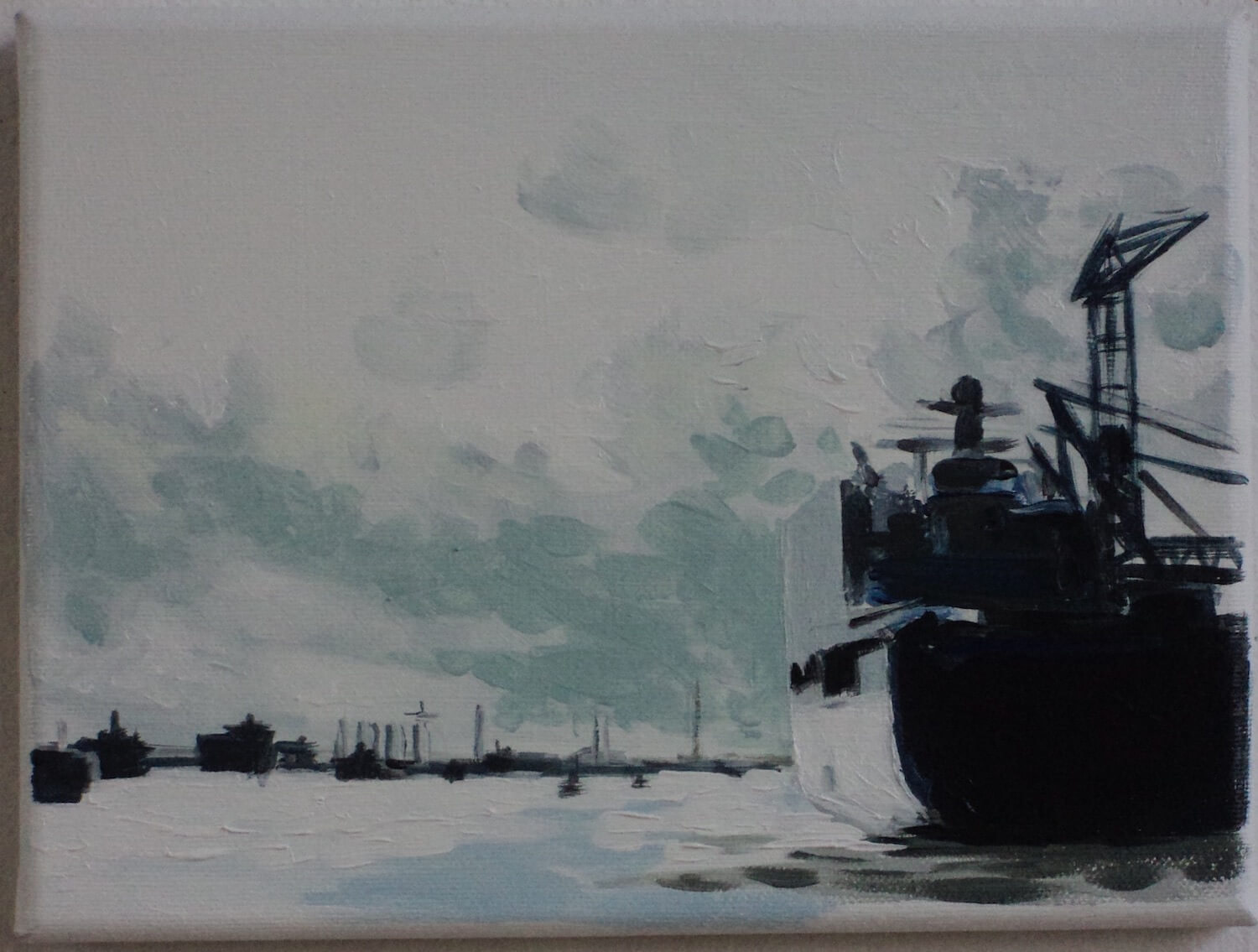 De haven van Rotterdam (maritiem olieverfschilderij in de haven van Rotterdam - Jayven Art)