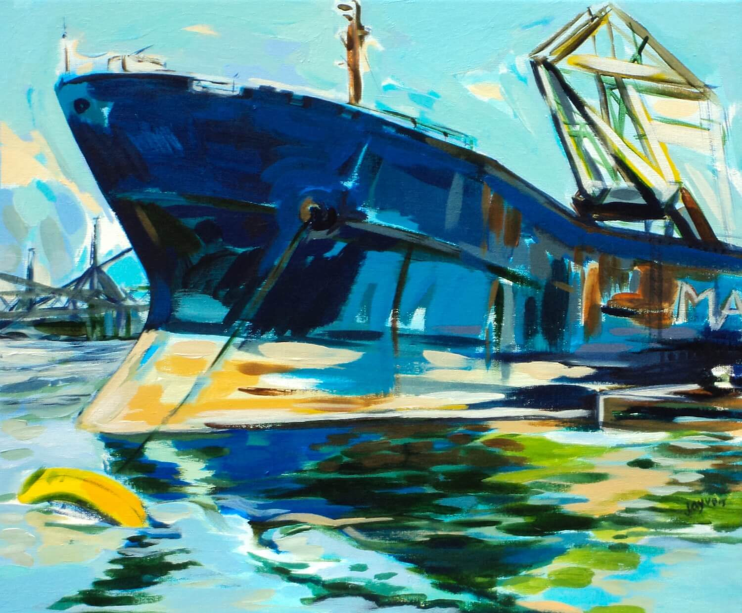 Waalhaven (maritiem olieverfschilderij in de haven van Rotterdam - Jayven Art)
