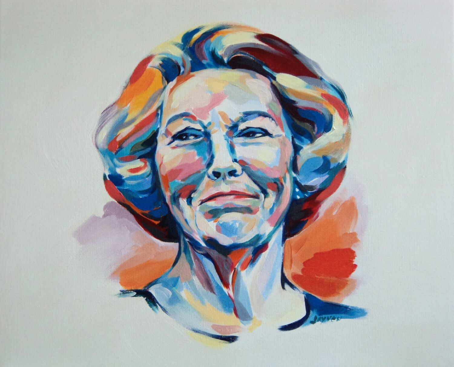 Beatrix in rood wit blauw (portret olieverf - Jayven Art)