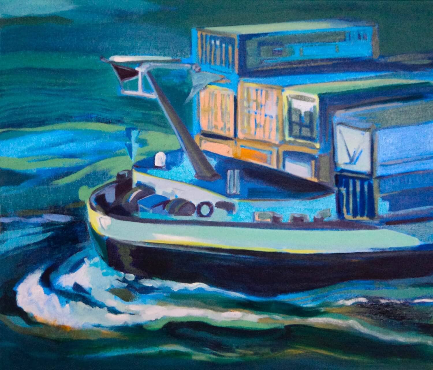 Boeg (maritiem olieverfschilderij in de haven van Rotterdam - Jayven Art)