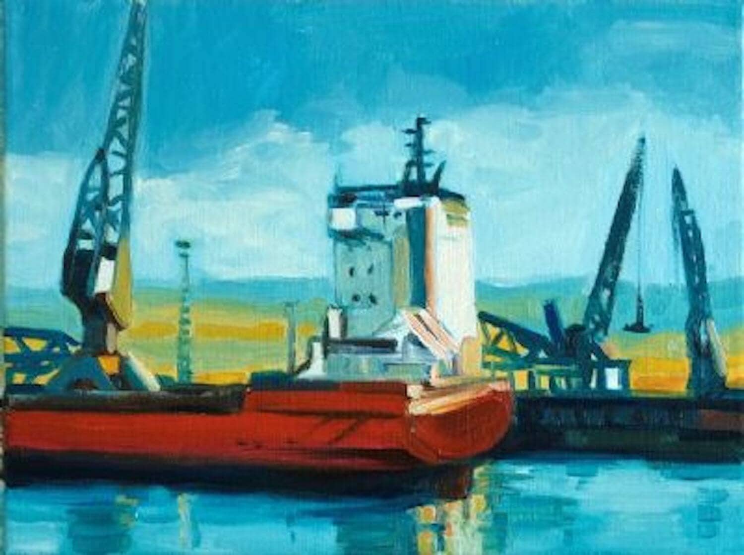Harbour III (maritiem olieverfschilderij in de haven van Rotterdam - Jayven Art)